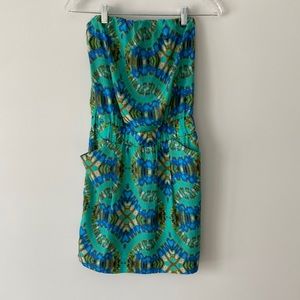 Strapless, silky summer dress